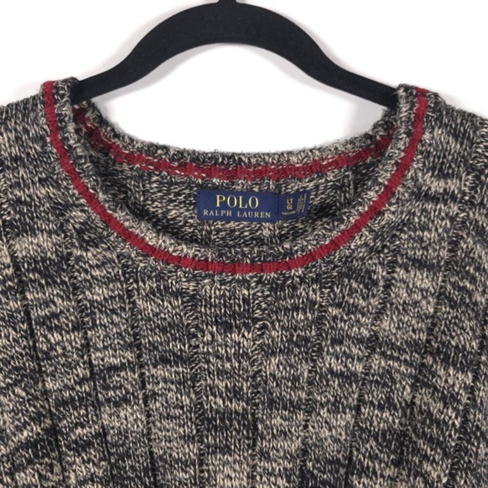 POLO RALPH‎ LAUREN HONG KONG MADE Cotton Knit Pullover Sweater Marled Size LT/GL - Picture 5 of 10